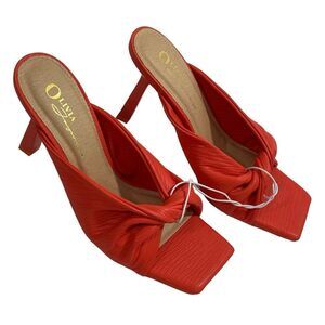 NEW Olivia Jaymes Bright Orange Red Size 7 Sandals Open Back Square Toe Shoes